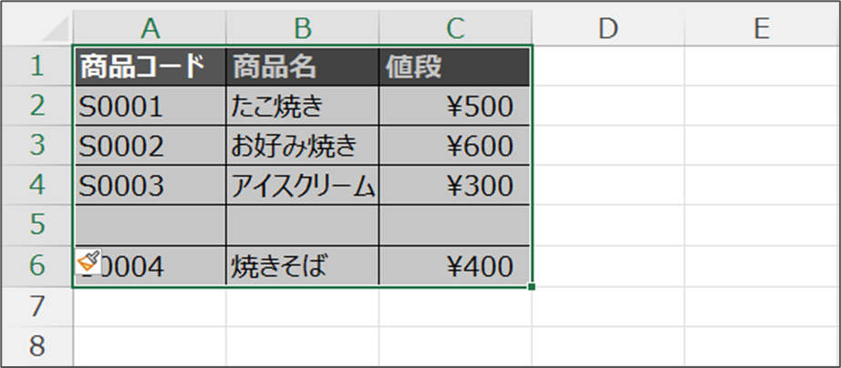 セル範囲を動的に取得する方法_Rows.CountとEnd(xlUp)を組み合わせる方法_動作イメージ_1